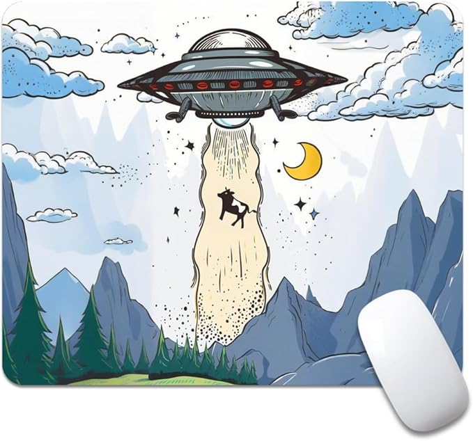 Design - UFO Square Mouse pad, Texture, Waterproof, Anti Slip Rubber Base, Computer Mouse pad, Laptop Mouse pad