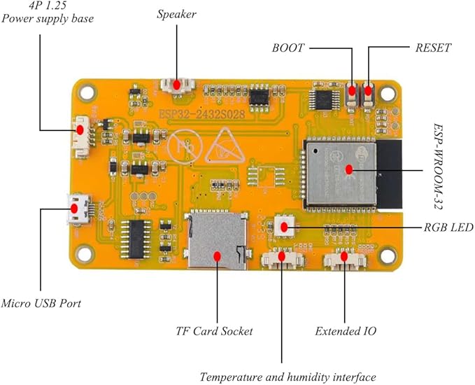 2 Pack ESP32-2432S028R Smart Display 2.8 inch 240X320 TFT with Resistive Touchscreen WiFi+BLE Dual Core ILI9341 Driver ESP32 Development Board for Arduino IoT