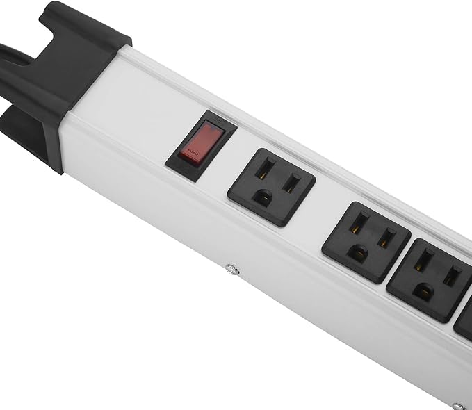 Heavy Duty Surge Protector, 6 Outlet Industrial Power Strip with 15A, Shop Workshop Garden Metal Power Strip with 6FT Cord 1200 Joules ETL Listed.