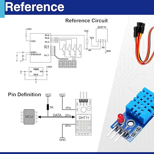 6 Set Digital Temperature and Humidity Sensor Modules, Compatible with DHT11, 3.3V–5V Sensors for Arduino with Dupont Wires