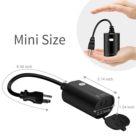 Minoston Matter Outdoor Smart Plug WiFi Heavy Duty Plug-in Outlet IP65 Waterproof, Compatible with Alexa Apple Home SmartThings Google Home, Smart Life, Remote Control, 15Amp Black (MP22M)