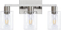 SOPEAS 3-Light Vanity Lights,Brushed Nickel Vanity Light,with Clear Glass Shade for Bathroom Light Fixtures, Bathroom Light Fixtures Over Mirror