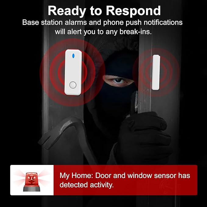 Home Security System, 4G/WiFi GSM SMS Wireless Home Alarm System with Motion Detector, 120dB Alarm Siren, Smart Remote Control, LCD Display, Compatible with Alexa and Google(12 Pieces)