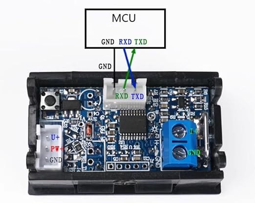 Taidacent Modbus RTU Power Monitor Energy Meter with RS485 TTL Isolated 100V 5A 10A 50A 100A DC Voltage Current Meter with Dual LCD Display (100V100A_Modbus Protocol_TTL Interface)