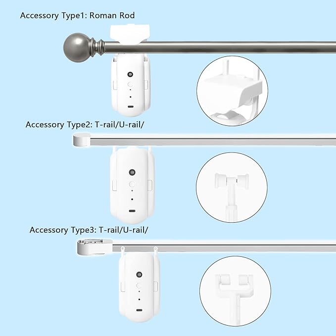 Sunydog 2pcs Tuya Smart Curtain Motor BT Voice Control Switch Electric Curtain Robot APP Control Timer Setup Compatible with Alexa Google Home for Roman Rod