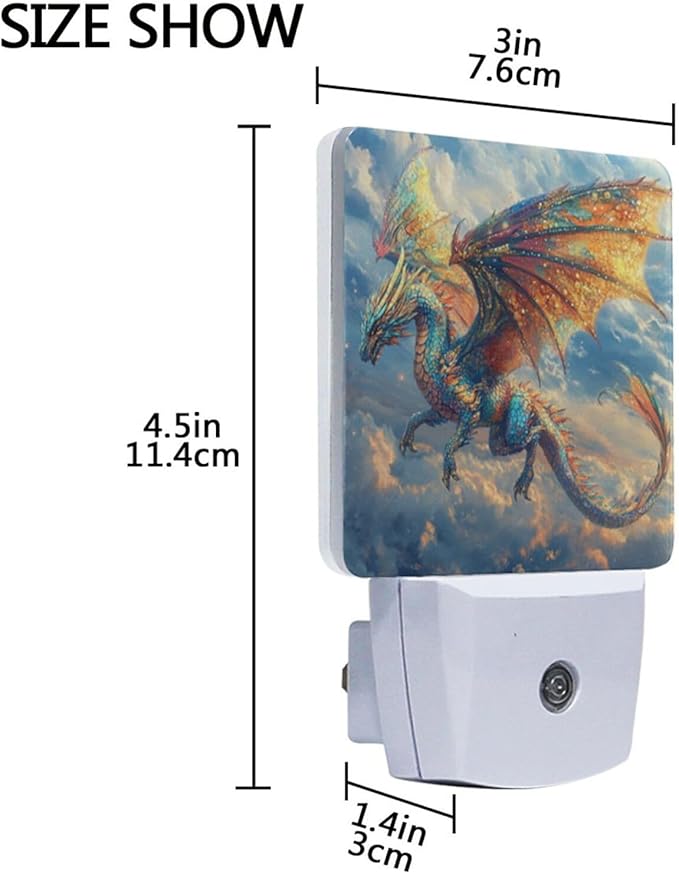 Pigsaly Led Night Light Psychedelic Colorful Dragon Night Light Plug in Wall Lamp Smart Dusk to Dawn Sensor Nightlight Led Lamp Energy Saving Lights Gift for Kids Room Bedroom Bathroom Hallway