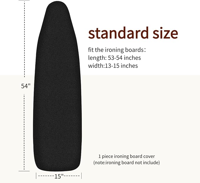 Bumkimue Ironing Board Cover and Pad, Standard Size 15x54 Inches, Blue Floral Pattern, Heavy Duty Padded, Elastic Edge, Scorch Resistant (Black)