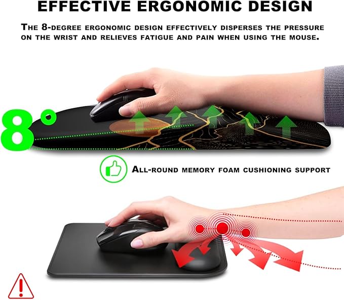 KUOSGM Mouse Pad Wrist Support, Ergonomic Mouse Pad with Massage Dot, Comfortable Computer Mouse Pad for Laptop, Wrist Rest Pain Relief Mousepad with Non-Slip PU Base for Office & Home, 12 x 8 in