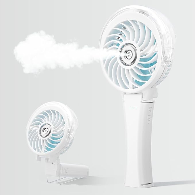 HandFan Upgraded Portable Misting Fan, Two Button Easy Operation, Handheld Rechargeable Mister Fan, Spray Water Mist Fans, Mini Electric Cooling Fans for Travel, Outdoors, Disney(White)