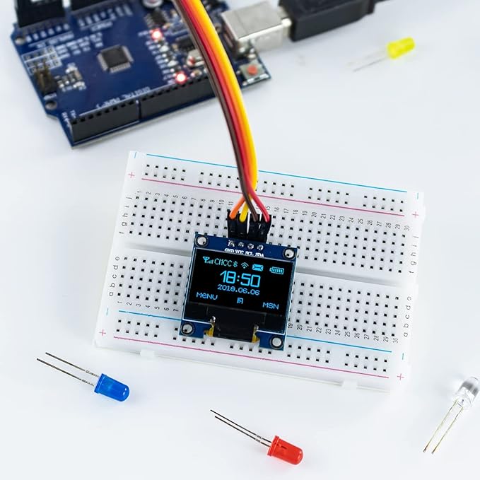 Hosyond 5 Pcs 0.96 Inch OLED I2C IIC Display Module 12864 128x64 Pixel SSD1306 Mini Self-Luminous OLED Screen Board Compatible with Arduino Raspberry Pi (Blue)