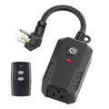 BN-LINK Outdoor Remote Control Outlet Plug Black,Indoor Wireless Outlet Switch Weatherproof Heavy Duty 15A 3-Prong 6-inch Cord 100Ft Range (Battery Included)