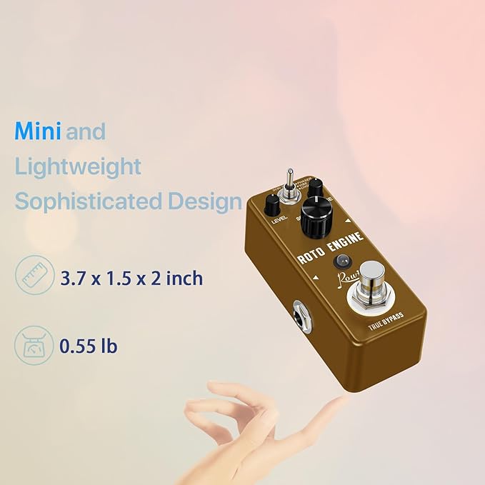 Rowin ROTO ENGINE Rotary Speaker Simulator Effect Pedal Mini Digital Guitar Effects Pedal Phaser/Vibe/Chorus 3 models with Storage of Timbre Sound Pedal True Bypass Full Metal Shell LEF-3801