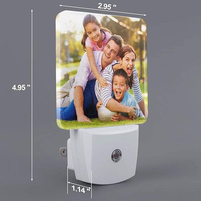 COWDIY Custom Plug in Night Lights, Personalized Your Own Photo on LED Lamps, Auto Sensor Warm Sweet Nightlights for Bathroom/Toilet/Bedroom/Nursery (1Pcs)