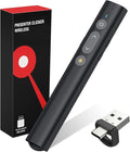 2 in 1 USB Type C Presentation Clicker with Laser Pointer, Wireless Presenter for PowerPoint Presentation PPT Clicker, 2.4GHz Presenter Remote Slide Advancer with Bright Red Laser Pointer