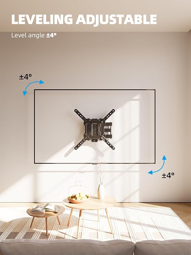 USX STAR UL Listed Full Motion TV Wall Mount for 26-60 Inch TV Mounts Up to 77 lbs, Max VESA 400x400mm, Wall Mount TV Bracket with Swivel, Tilting, Leveling Adjust & Extendable Arm