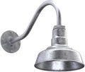 Steel Lighting Co. Hawthorne Barn Light | Outdoor Wall Mounted | 8 inch Dome | 16 inch Gooseneck| Small Farmhouse Light Made in America | Galvanized Exterior/Galvanized Interior