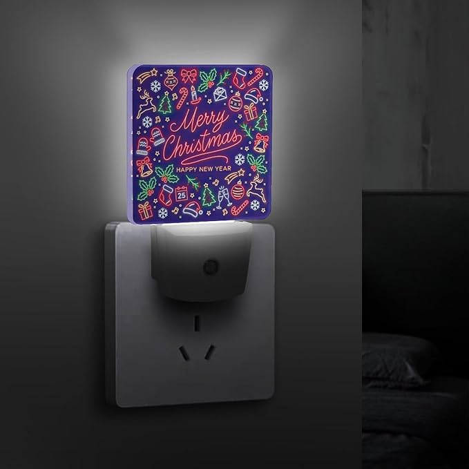YKJAHSD Merry Chrismas Night Light, Plug into Wall Decor Nightlights for Bedroom, Bathroom, Hallway, Kitchen, with Dusk to Dawn Light Auto Sensors LED Night Lights for Boys Girls Women Men Room Gifts