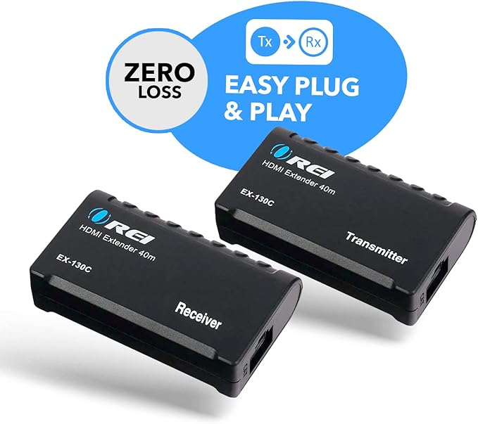 OREI 1080p HDMI Extender Over Ethernet up to 131 Feet - 1080@60Hz HDMI 1.4 HDCP 1.4, Over CAT6/7 Cable- Power Over Cable (EX-130C)