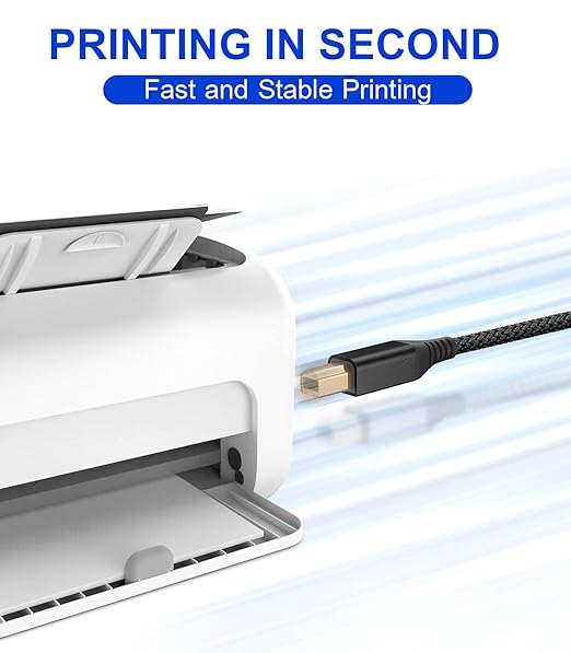 sweguard Printer Cable 6.6ft 2-Pack, USB Printer Cord USB 2.0 Type A Male to B Male Cable Scanner Cord High Speed Compatible with HP,Canon,Dell,Epson,Brother,Lexmark,Xerox,Samsung and Piano,DAC-Black