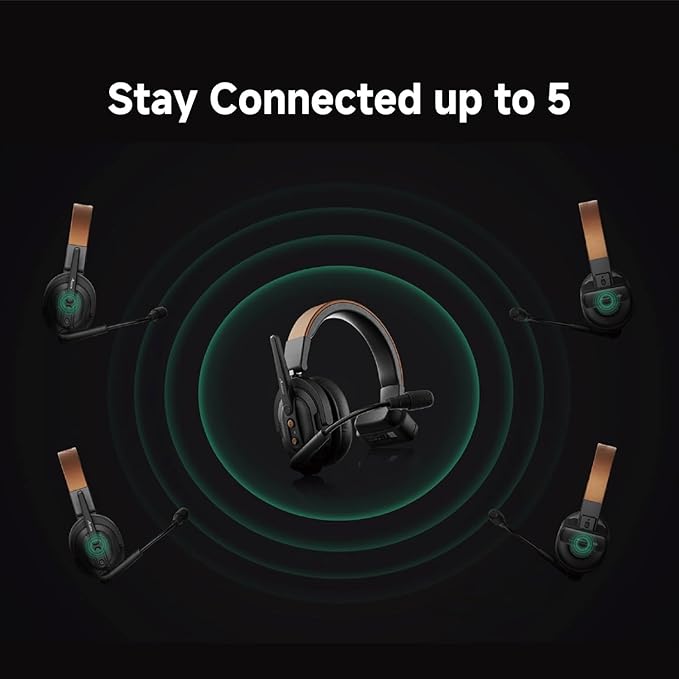 Accsoon Como SE Wireless Headset Intercom System 5-Person Full Duplex 1312ft Team Communication Group Talk, 30+Hour Battery Life