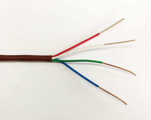 EASTWIRE 18/4 100ft Thermostat Wire, Solid Copper Wire, 18 Gauge Conductor, ETL Listed CL2 Power Limited Circuit Cable for Indoor/Outdoor Low Voltage Applications Use,Brown (18/4, 100ft)