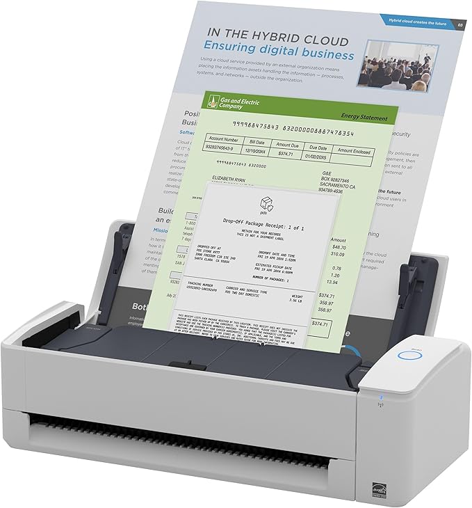 ScanSnap iX1300 Compact Wireless or USB Double-Sided Color Document, Photo & Receipt Scanner with Auto Document Feeder and Manual Feeder for Mac or PC, White