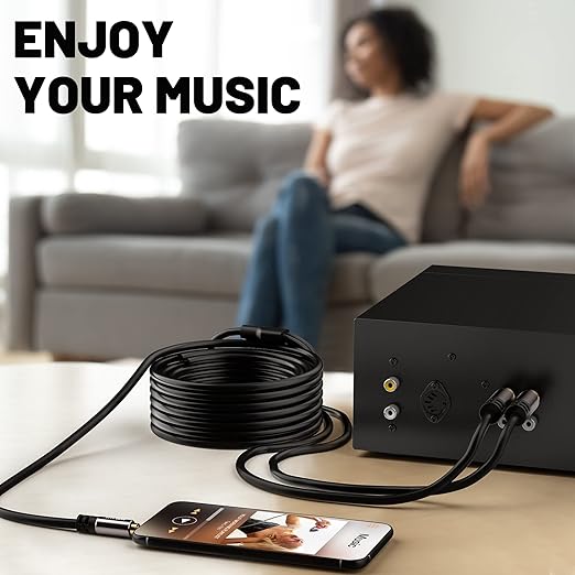 Kxable 3.5mm to RCA Cable 75FT, 2 Male RCA to Aux Stereo Audio Adapter, Hi-Fi Sound Auxiliary RCA Y Splitter Cord, Shielded 1/8 to 2RCA Cable for Headphone, MP3, Tablet, Speaker, HDTV, Phone and More