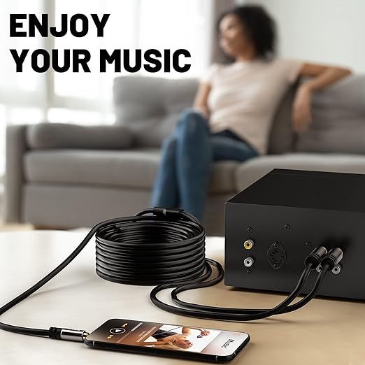 2 Pack 8FT 3.5mm to RCA Stereo Audio Adapter Cable, Auxiliary RCA Y Splitter Cord, Shielded Hi-Fi Sound Cord, For Headphone, MP3, Tablet, Speaker, HDTV & More