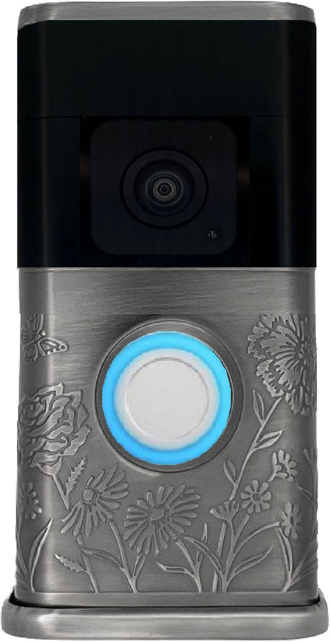Garden Video Doorbell Cover (Compatible with Ring 3, 3 Plus, 4, Battery Plus, and Battery Pro) (Antique Pewter)