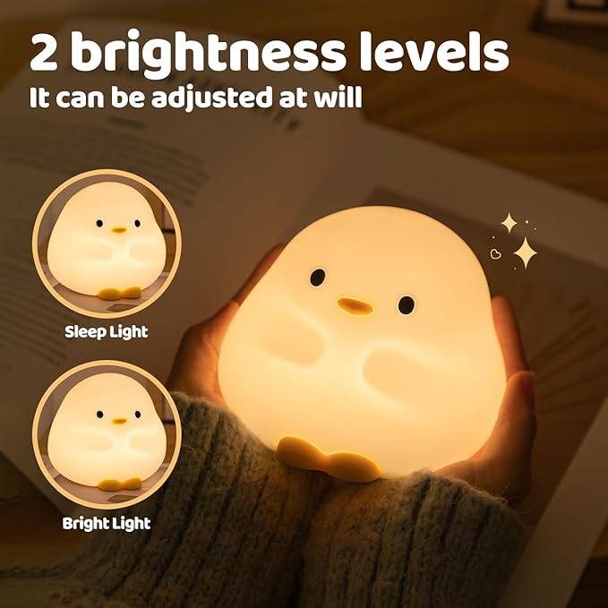 Rytinazzz Duck Night Light, Color Changing Mode & 50-Hour Battery, Squishy Silicone Lamp for Kids Room, USB Rechargeable with Timer, Valentines Gifts