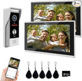 Wired Smart Video Apartments Intercom System,10 Inch Monitors with 1080P Doorbell Camera,3-in-1 Unlocking,TUYA WiFi Door Phone Kits, Ideal for Villas & Homes (1 doorbell + 2 Monitor)