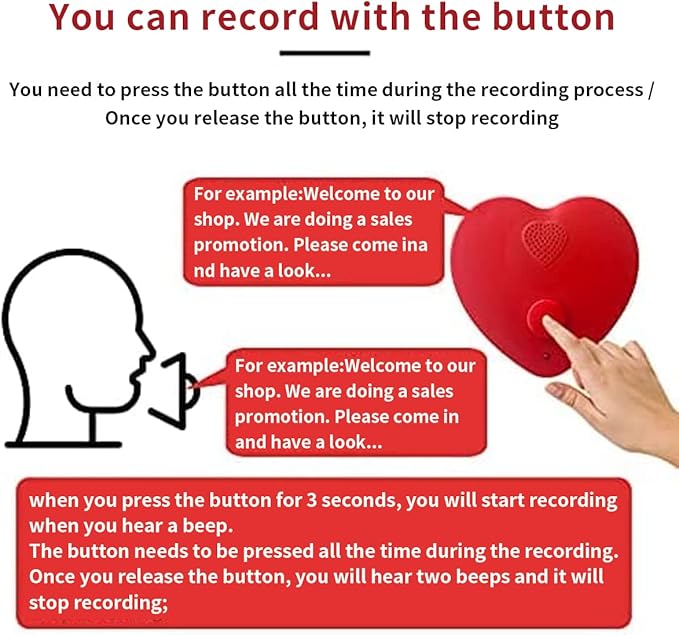 Voice Recorder for Stuffed Animal,JRGKJCP 5min Personal Voice Message Recordable Sound Recorder Chips Module for Christmas Plush Toy and Manual DIY Creative Sound Presents for Boyfriend(Red)