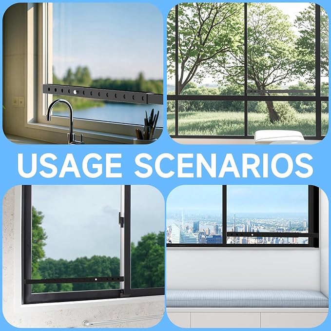 ZhouDaShu Adjustable Window Security Bars, Window Bars Security Inside Vertical, Window Bar Lock Prevent Burglary, Window Safety Bars for Children, Window Stick Extend from 16.3-29.3 in(Black -4 pcs)