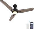SMAAIR 48 Inch Smart Ceiling Fan with Dimmable Light Remote Control, Indoor Outdoor DC Ceiling Fan with 3 Blade for Bedroom, Living Room Works with Alexa/Google Assistant/Siri Shortcuts, Light Wooden