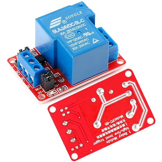 JESSINIE 24V 30A Relay Module, 1 Channel, Optocoupler Isolation, High/Low Trigger for Automation Control