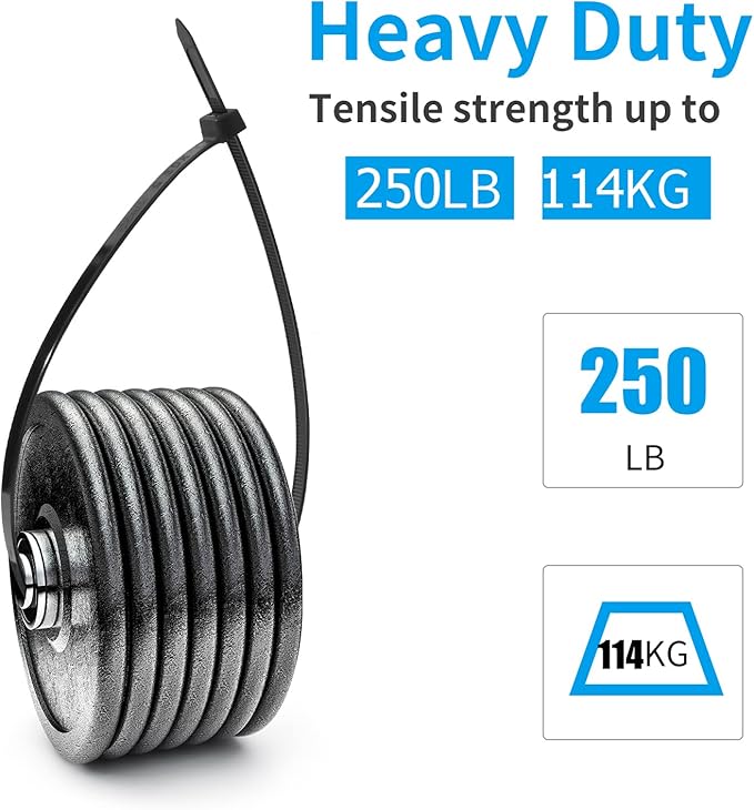 XINGO 60 inch Blcak Long Zip Ties Heavy Duty 20 PCS, 250 lbs Ultra Strong Plastic Wire Ties, Large Cable Ties Extra Long Tie Wraps, Indoor and Outdoor UV Resistant