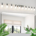 DIKAIDA Brushed Nickel Bathroom Vanity Light,10-Light Vanity Lights with Clear Glass,64.5in Modern Bathroom Wall Lights Fixtures Over Mirror,Wall Sconces Lighting for Bedroom Living Room,E26