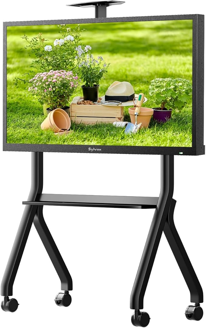 Sylvox Rolling TV Stand for 43-55 Inch Outdoor TVs, Mobile TV Cart Floor TV Stand Max Load 88LBS, 360° Locking Wheels, Max VESA 700x500mm, Not Suitable for Outdoor TVs More Than 55 inches