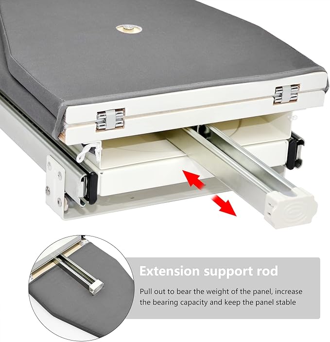 AKOZLIN Retractable Pull Out Ironing Board Closet Sliding Out Swivel Iron Board Mounted in Drawer with Heat Resistant Ironing Cover, Board Size: 31.88"*13", Gray