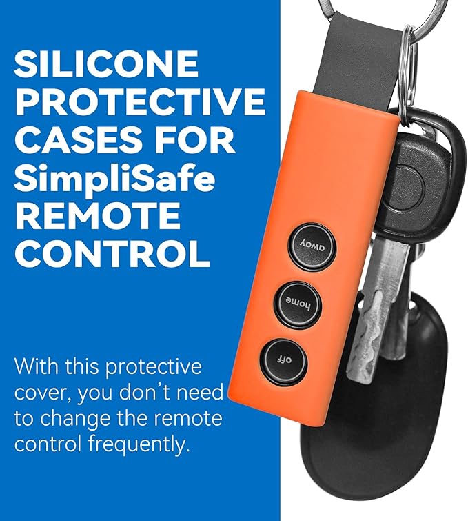 Protective Silicone Sleeve Cover for SimpliSafe KeyFob - Arm and Disarm Remotely, Flexible Case for SimpliSafe Home Security System KeyFob - Latest Gen (Orange)