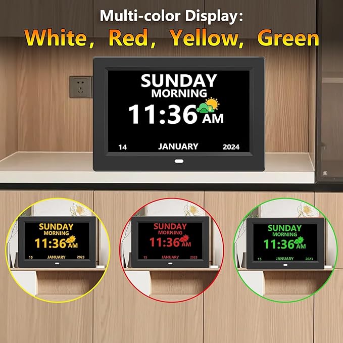 LXBYJKJ 10 Inch Digital Clock with Day and Date for Elderly Alzheimer's Clock Customizable Alarms 3 Display Modes Large Font Alarm Clock for Seniors Auto DST