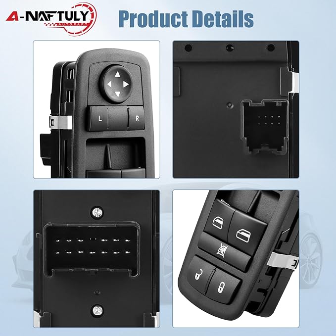 A-NAFTULY Driver Side Master Power Window Switch Replacement fits for Jeep Liberty 2008 2009 2010 2011 2012, Dodge Nitro 2008-2012, Dodge Journey 2009-2010, Window Control Switch, 4602632AG, 4602632AH