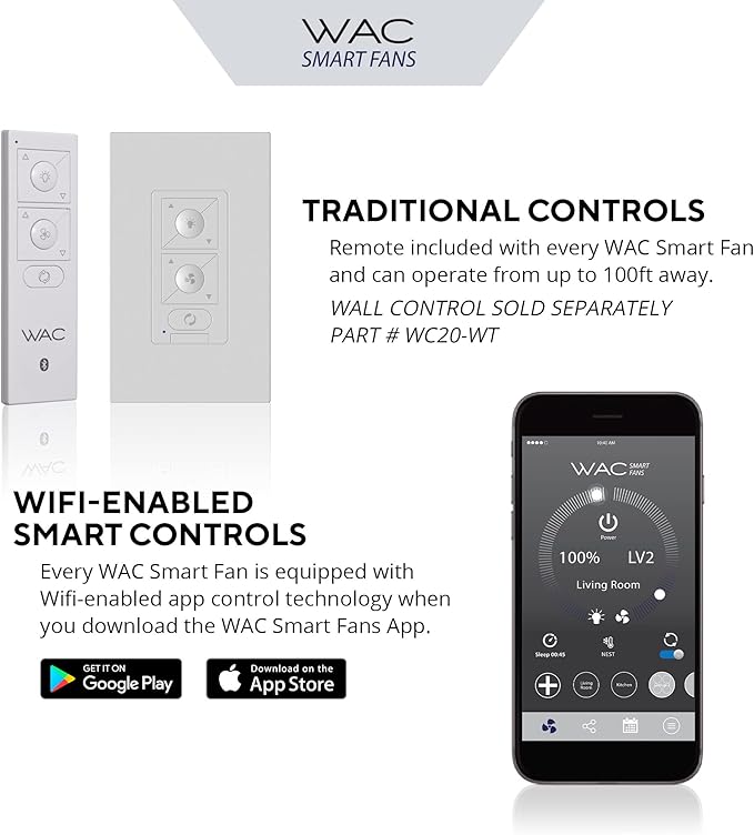 Rotary Indoor and Outdoor 5-Blade 65in Smart Home Ceiling Fan in Matte Black Brushed Nickel with 2700-3000-4000-5000K Selectable LED Light Kit and Remote Control works with iOS or Android WAC App