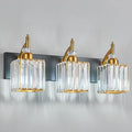 BBLLWJ Modern Bathroom Vanity Light 3-Light Black and Gold Crystal Light Fixtures Over Mirror for Bathroom Wall Sconce