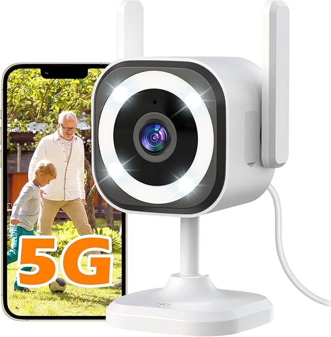 GUOANVISION Dual-Antenna Stable 5G WiFi Camera for Home Security,3X Zoom 2K Outdoor Indoor Security Camera,Baby/Pet Monitor wih Color Night Vision,Motion Detection,2-Way Talk,Siren,IP66, SD Card/Cloud