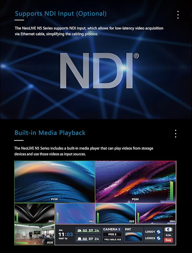 SPROLINK NeoLIVE N5S 5 Input Channels Video Streaming switcher Laptop Design with 10.1inch Screen, with Dual 4k inputs, Support MV and PGM outputs (Neolive N5S)