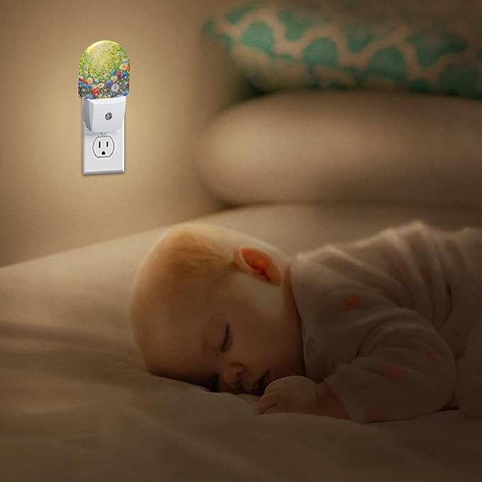 YESPOAK Night Light,Retro Abstract Daisy Night Lights Plug Into Wall Dusk to Dawn Sensor for Bedroom,Bathroom and Living Room for Women/Girls Gift