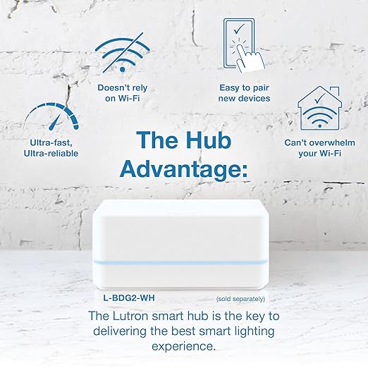 Lutron Diva Smart Dimmer Light Switch with Wallplate for Caseta Lighting (Lutron Smart Hub Required), for LED Lights, 150W, Single-Pole/3-Way, No Neutral, White (DVRFW-6L-WH-A)