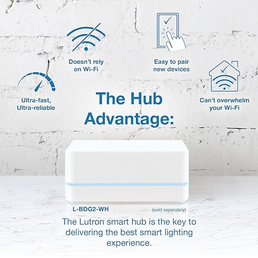 Lutron Diva Smart Dimmer Light Switch for Caseta Lighting (Lutron Smart Hub Required), for LED Lights, 150W, Single-Pole/3-Way, No Neutral, White - 6 Pack
