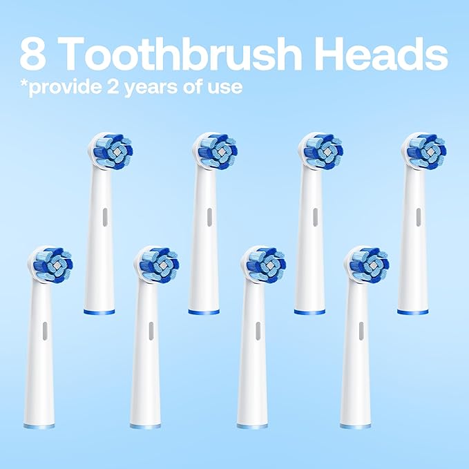 Bitvae R2 Rotating Electric Toothbrush for Adults with 8 Brush Heads, 5 Modes Rechargeable Power Toothbrush with Pressure Sensor, Pink